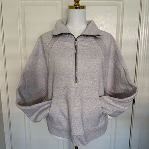 Gray Cropped Half-Zip Sweatshirt w/ Thumb Holes (L)
